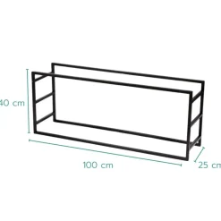 Nordix Houtrek Haardhout Opslag Binnen en Buiten Brandhout Rek Zwart 100x25x40cm