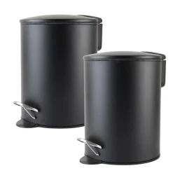 Nordix Pedaalemmer 3 Liter 2 Stuks Badkamer Toilet Zwart Metaal