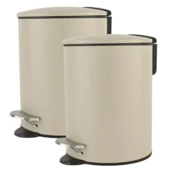 Nordix Pedaalemmer 3 Liter 2 stuks Badkamer Toilet Beige Metaal