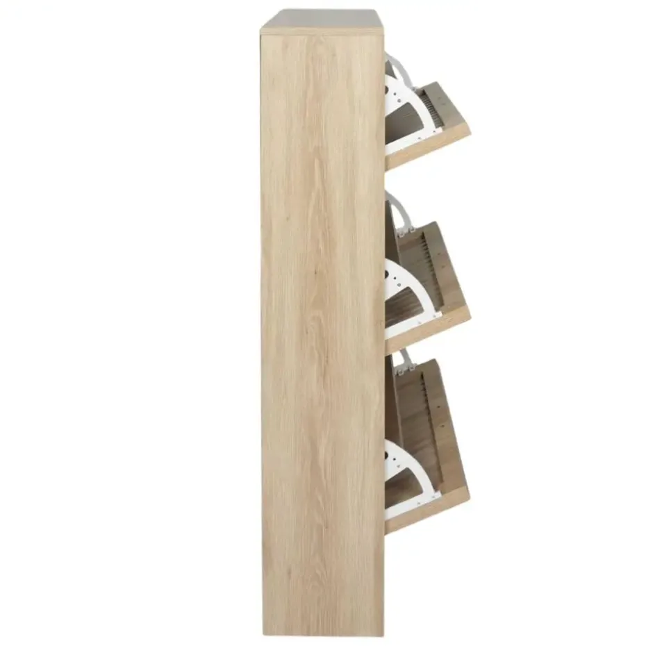 Nordix Schoenenkast met 3 Lades Schoenen Opbergsysteem Bruin Schoenenrek