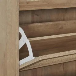 Nordix Schoenenkast met 3 Lades Schoenen Opbergsysteem Rotan Bruin Hout