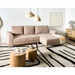 NUBORG - Hoekslaapbank 3-zits - Lichtbruin - Linkszijdig - Chenille