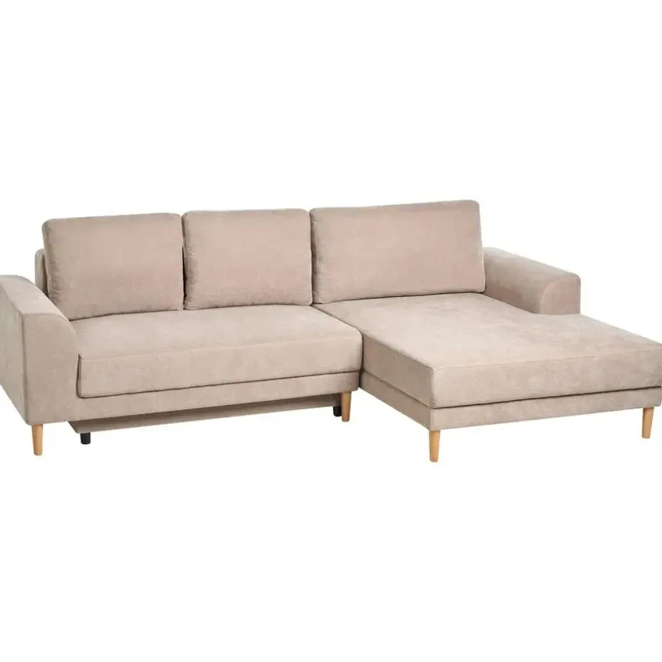 NUBORG - Hoekslaapbank 3-zits - Lichtbruin - Linkszijdig - Chenille
