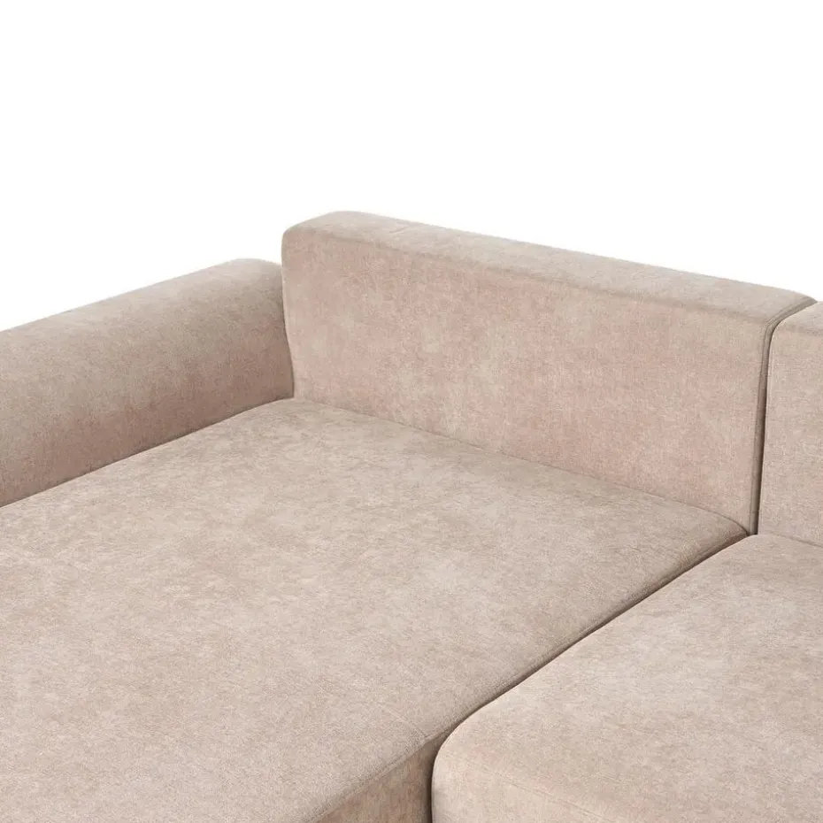 NUBORG - Hoekslaapbank 3-zits - Lichtbruin - Linkszijdig - Chenille