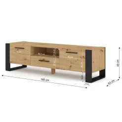 NUKA TV meubel ladekast 160 cm eiken artisan