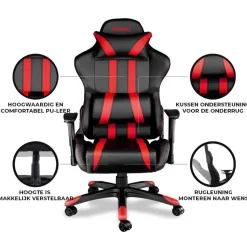 Ocazi Chicago Gaming stoel - Bureaustoel - Zwart/Rood