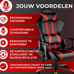 Ocazi Chicago Gaming stoel - Bureaustoel - Zwart/Rood