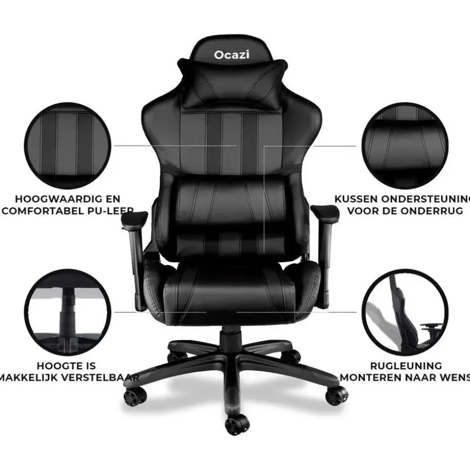 Ocazi Chicago Gamingstoel - Bureaustoel - Zwart