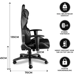 Ocazi Chicago Gamingstoel - Bureaustoel - Zwart