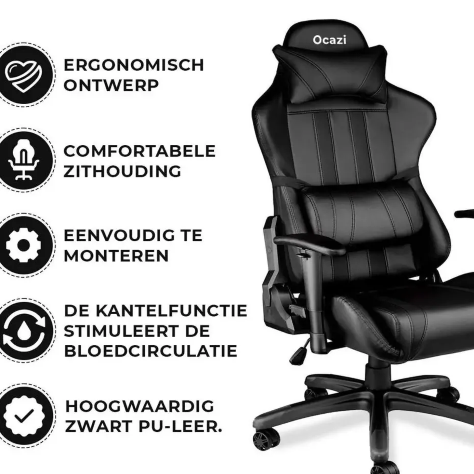 Ocazi Chicago Gamingstoel - Bureaustoel - Zwart