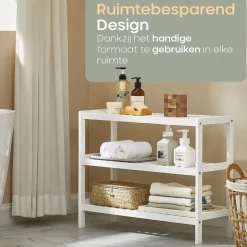 O'DADDY Bamboe Schoenenrek - 3 Laags - Voor 12 Paar - Wit - 70x26x55 cm