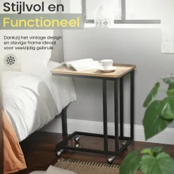 O'DADDY Bijzettafel Mangohout - Met Wielen en Pootjes - 50x35x55 cm