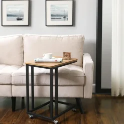 O'DADDY Bijzettafel Mangohout - Met Wielen en Pootjes - 50x35x55 cm