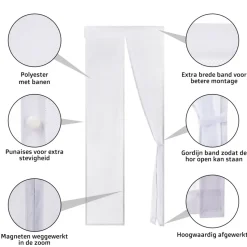 O’DADDY Deurgordijn – Magnetisch Vliegengordijn - 100x230cm – hor Wit