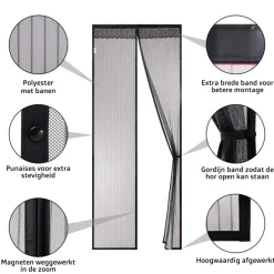 O’DADDY Deurgordijn – Magnetisch Vliegengordijn - 92x230cm – Zwart