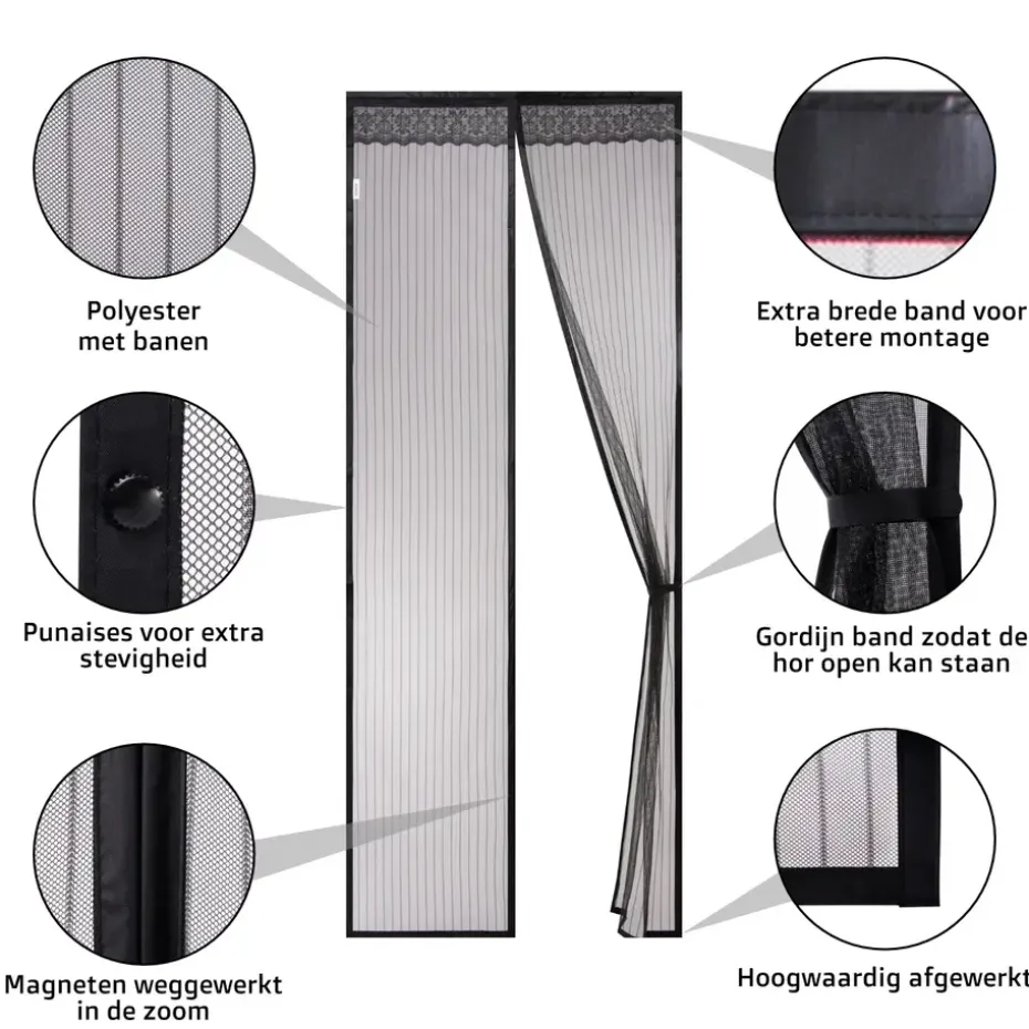 O’DADDY Deurgordijn – Magnetisch Vliegengordijn - 92x230cm – Zwart