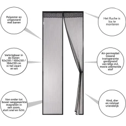 O’DADDY Deurgordijn – Magnetisch Vliegengordijn - 92x230cm – Zwart