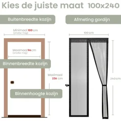 O'DADDY Deurgordijn Deluxe FIBER - Magnetisch Vliegengordijn 100x240 Zwart
