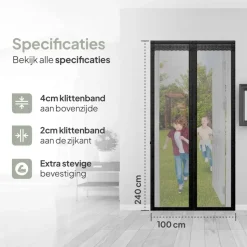 O'DADDY Deurgordijn Deluxe FIBER - Magnetisch Vliegengordijn 100x240 Zwart