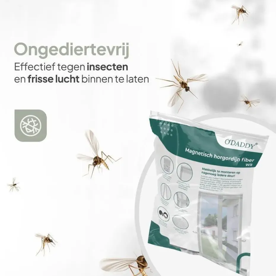 O'DADDY Deurgordijn Deluxe FIBER 100x210 - Magnetisch Vliegengordijn Wit