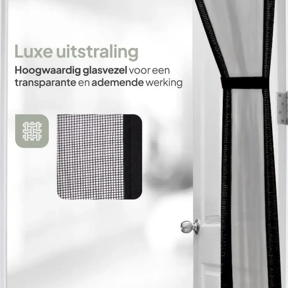 O'DADDY Deurgordijn Deluxe FIBER - Magnetisch Vliegengordijn 100x220 Zwart