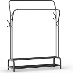 O'DADDY Dubbel Kledingrek met Schoenenrek - Zwart - 110x33x(137-157) cm