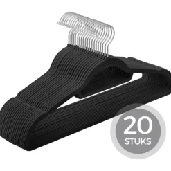 O'DADDY Fluwelen Kledinghangers - 20 Stuks - Antislip - Zwart