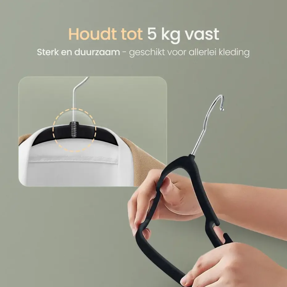 O'DADDY Fluwelen Kledinghangers - 20 Stuks - Antislip - Zwart