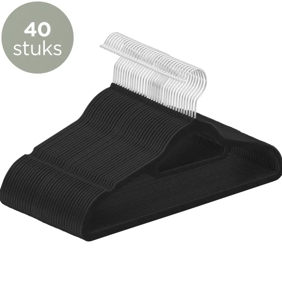 O'DADDY Fluwelen Kleerhangers - 40 Stuks - Antislip - Zwart