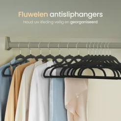 O'DADDY Fluwelen Kleerhangers - 40 Stuks - Antislip - Zwart