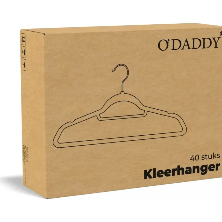 O'DADDY Fluwelen Kleerhangers - 40 Stuks - Antislip - Zwart