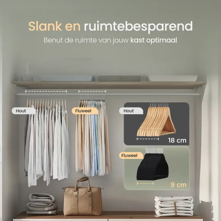 O'DADDY Fluwelen Kleerhangers - 40 Stuks - Antislip - Zwart