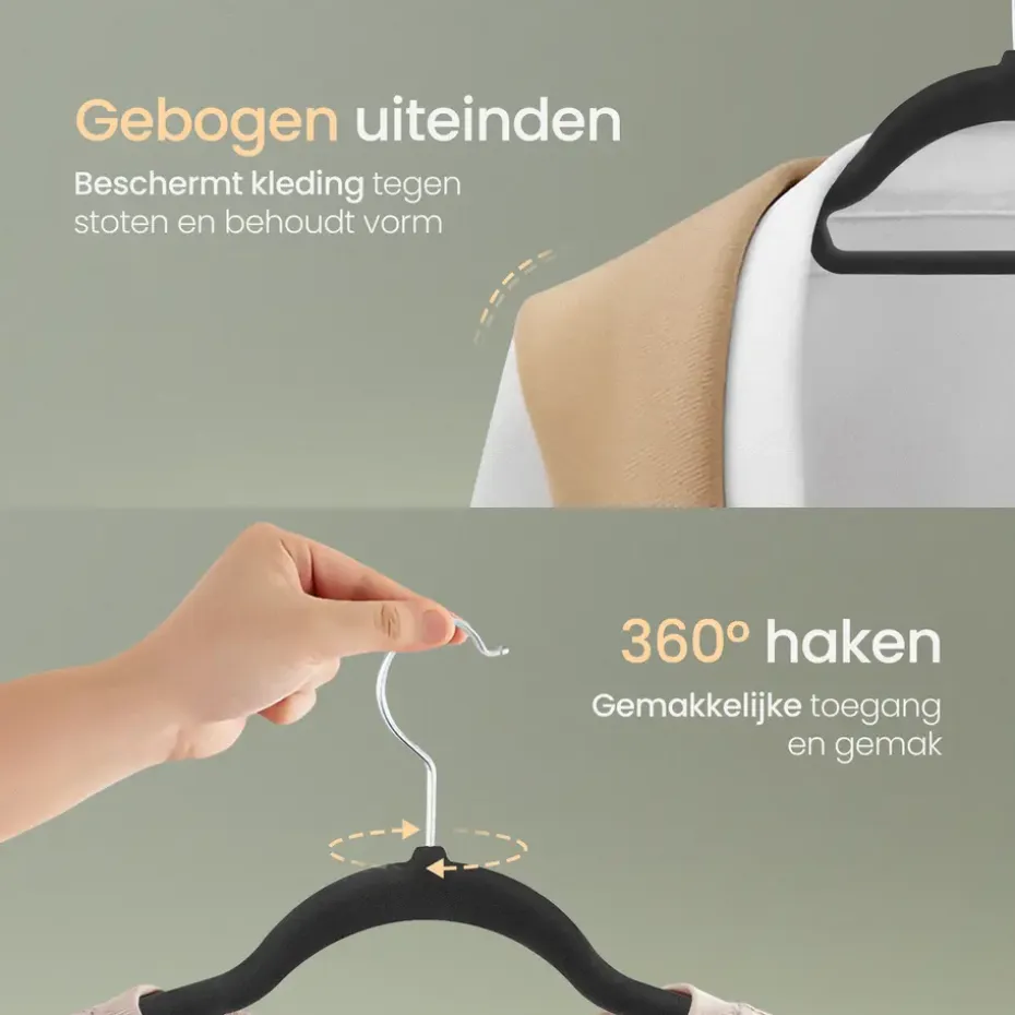 O'DADDY Fluwelen Kleerhangers - 40 Stuks - Antislip - Zwart