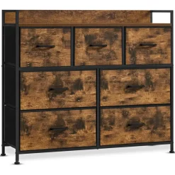 O'DADDY Industrieel Ladekast - 7 Laden - Vintage Bruin/Zwart - 28,5x98x85 cm