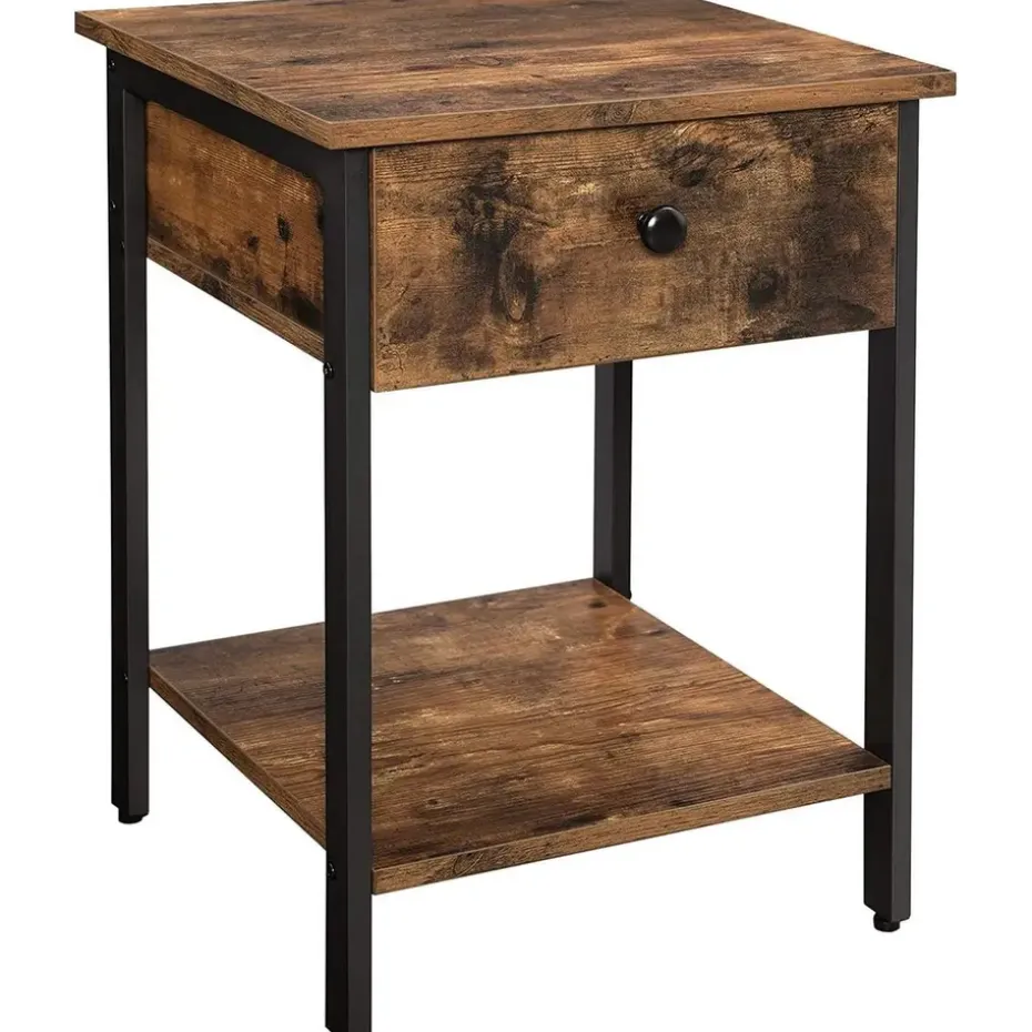 O'DADDY Industrieel Nachtkastje met Lade - 40x40x55 cm - Modern Bruin