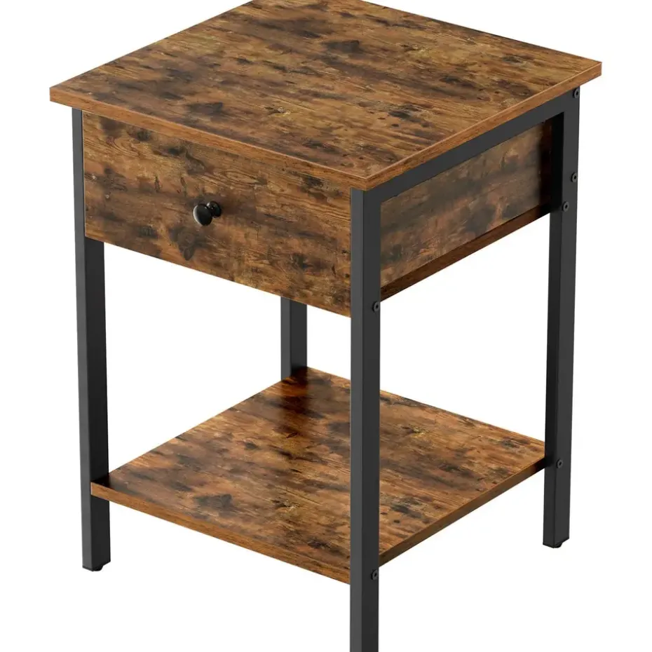 O'DADDY Industrieel Nachtkastje met Lade - 40x40x55 cm - Modern Bruin