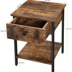 O'DADDY Industrieel Nachtkastje met Lade - 40x40x55 cm - Modern Bruin