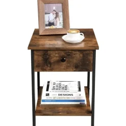 O'DADDY Industrieel Nachtkastje met Lade - 40x40x55 cm - Modern Bruin