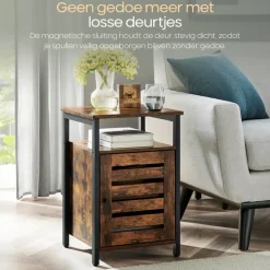 O'DADDY Industrieel Nachtkastje met Deur - 40x40x60 cm - Modern Bruin
