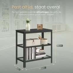 O'DADDY Industriële Wandtafel - 2 Gaasplanken - 60x30x60 cm - Zwart