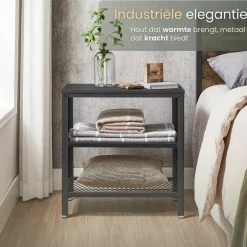 O'DADDY Industriële Wandtafel - 2 Gaasplanken - 60x30x60 cm - Zwart