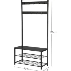O'DADDY Kapstok met Schoenenrek - Zwart - 9 Haken - 2-Laags Rek