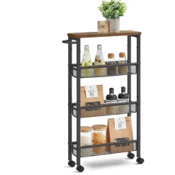 O'DADDY Keukentrolley - Industrieel Design - Bruin Hout/Zwart Metaal