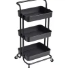 O'DADDY Keukentrolley - Zwart - 3 Lagen - 3 Manden - Verrijdbaar