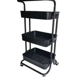 O'DADDY Keukentrolley - Zwart - 3 Lagen - 3 Manden - Verrijdbaar