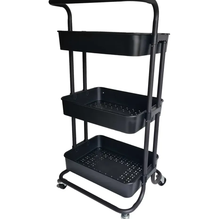 O'DADDY Keukentrolley - Zwart - 3 Lagen - 3 Manden - Verrijdbaar