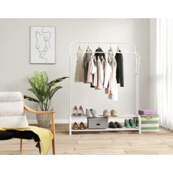 O'DADDY Kledingrek met Dubbel Schoenenrek - Wit - 110x33x(137-157) cm