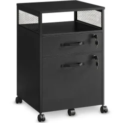 O'DADDY Ladekast - Nachtkastje - 44x42x69 cm - Zwart - Mobiel en Duurzaam