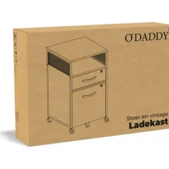 O'DADDY Ladekast - Nachtkastje - 44x42x69 cm - Zwart - Mobiel en Duurzaam