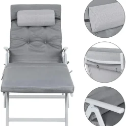 O'DADDY Opvouwbaar Ligbed met Hoofdsteun - 183x60x39 cm - Grijs